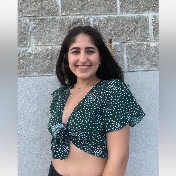 Cute summer short sleeve green wrap shirt / coverup - Picture 5 of 5